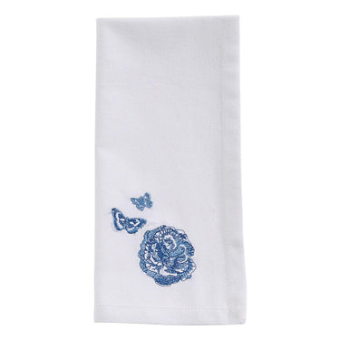 Patricia Heaton Home Florals And Flitters Embroidered Napkin Blue Set of 12 Park Designs - The Fox Decor